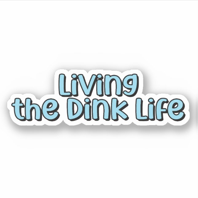 Sticker Vivre Dink Life Blue Retro Pickleball Texte (Devant)