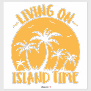 Sticker Vivre Sur L'Île Palmiers Et Coucher De Soleil