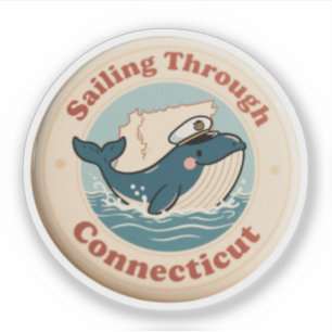 Sticker Voile vintage À Travers La Baleine Du Connecticut