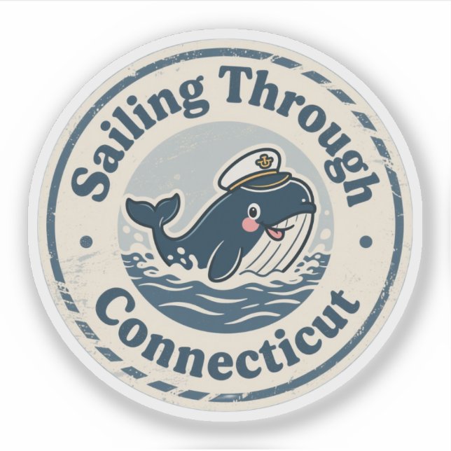 Sticker Voile Vintage à travers la baleine du Connecticut (Devant)