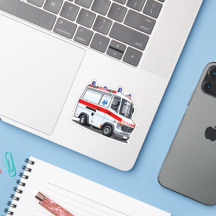 Sticker Voiture Ambulance Carton
