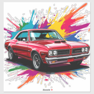 Sticker Voiture Ancienne avec Projections de Peinture Colo