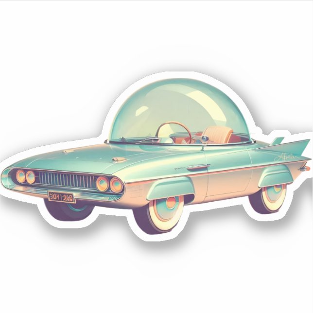 Sticker Voiture de concept atomique du milieu du siècle (Devant)