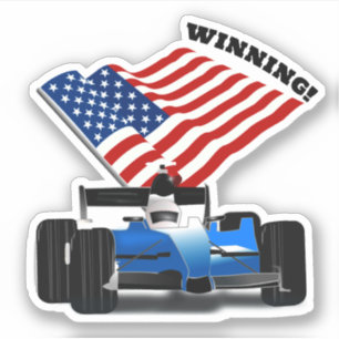 Sticker Voiture de course de sport de drapeau américain