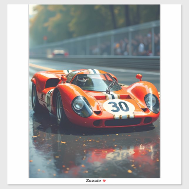 Sticker Voiture de course numéro 69 en belles couleurs (Feuille)