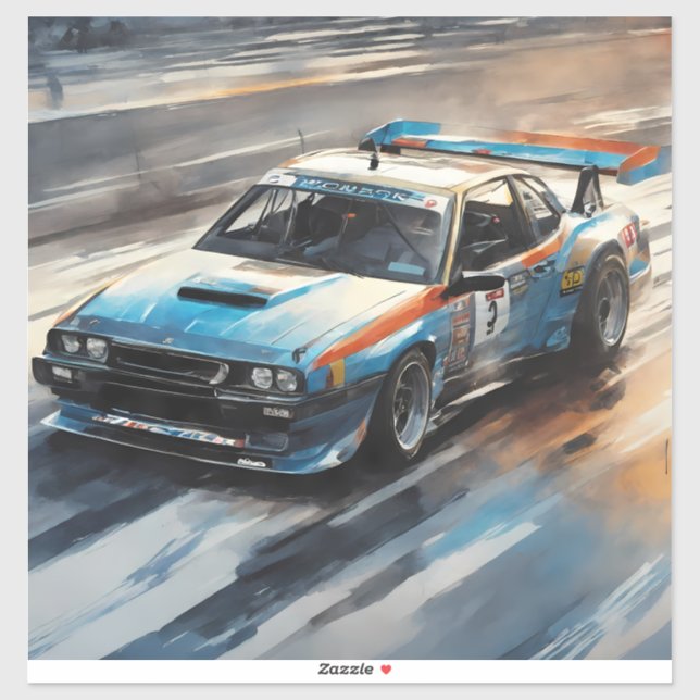 Sticker Voiture Sporty Blue Racing (Feuille)