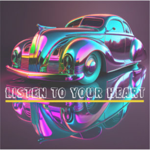 STICKER VOITURE VINTAGE COLORÉE "ÉCOUTEZ VOTRE COEUR" CITE