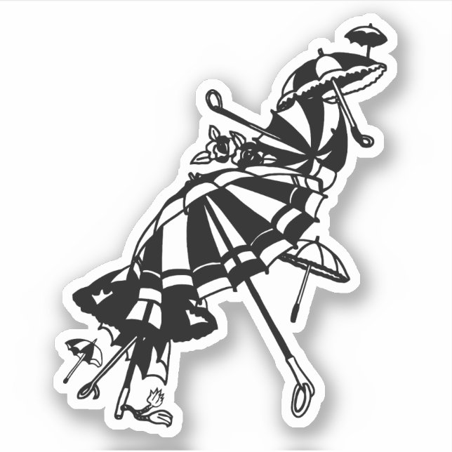 Sticker vol Parasols parapluies Illustration de l'art de l (Devant)