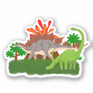 Sticker Volcan de l'île de Dinosaur éruption préhistorique
