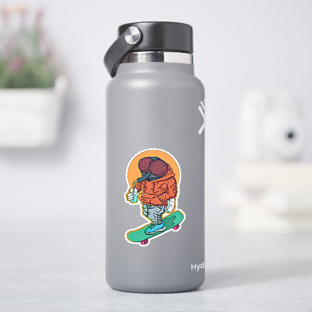Sticker Voler Skateboard Orange Green 4" Kiss Cut Vinyl (HydroFlask)