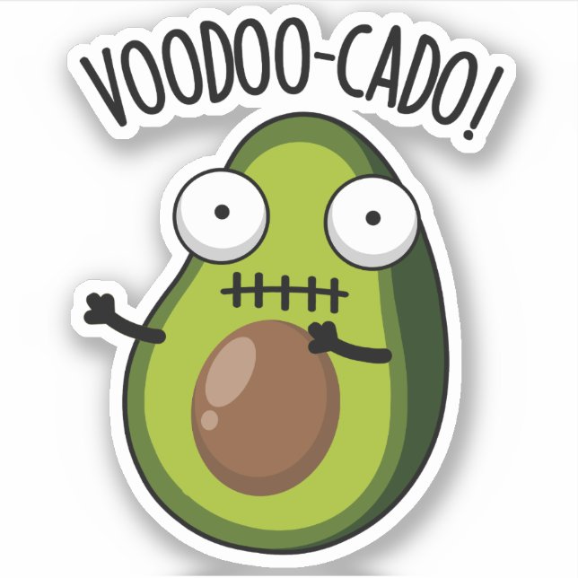 Sticker Voodoo-cado Funny Avocado Pun (Devant)