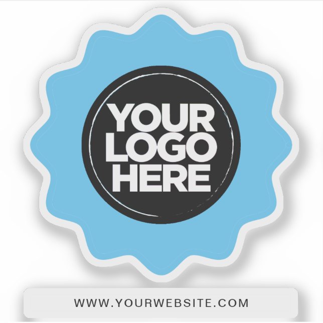 Sticker Votre logo Bordure bleu clair Découper (Devant)