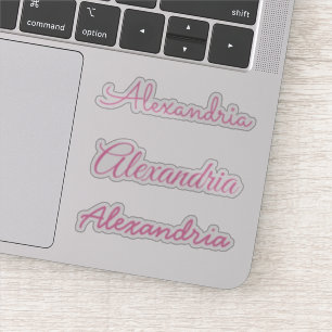 Sticker Votre nom Pink manuscrit versions de script