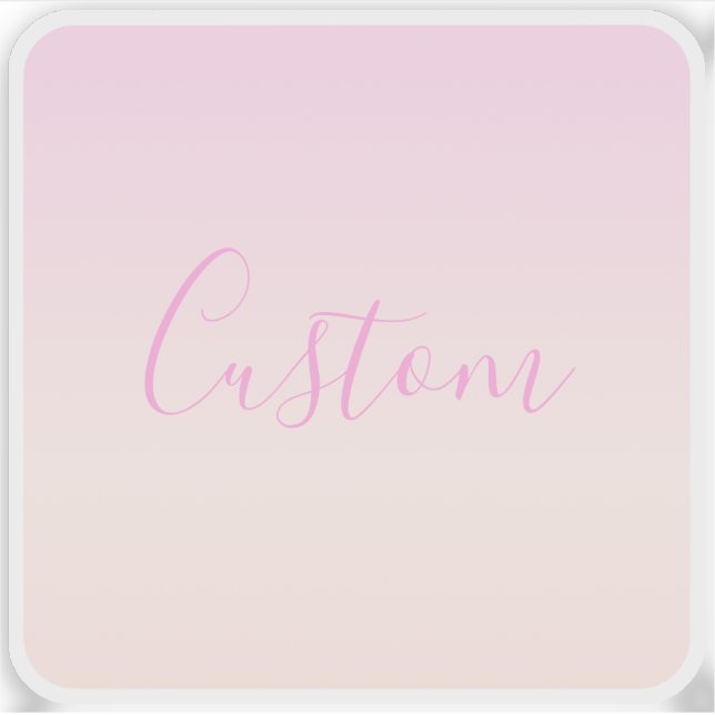 Sticker Votre texte | Élégant Script & Soft Blush Pink Omb (Devant)