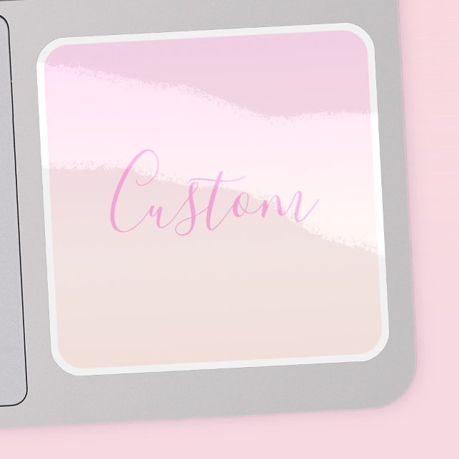 Sticker Votre texte | Élégant Script & Soft Blush Pink Omb (Créateur téléchargé)