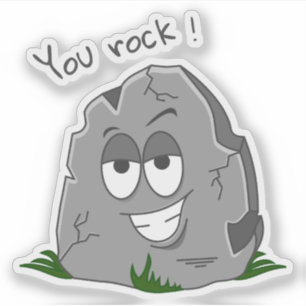 Sticker Vous assurez ! Drôle pierre grise dessin animé