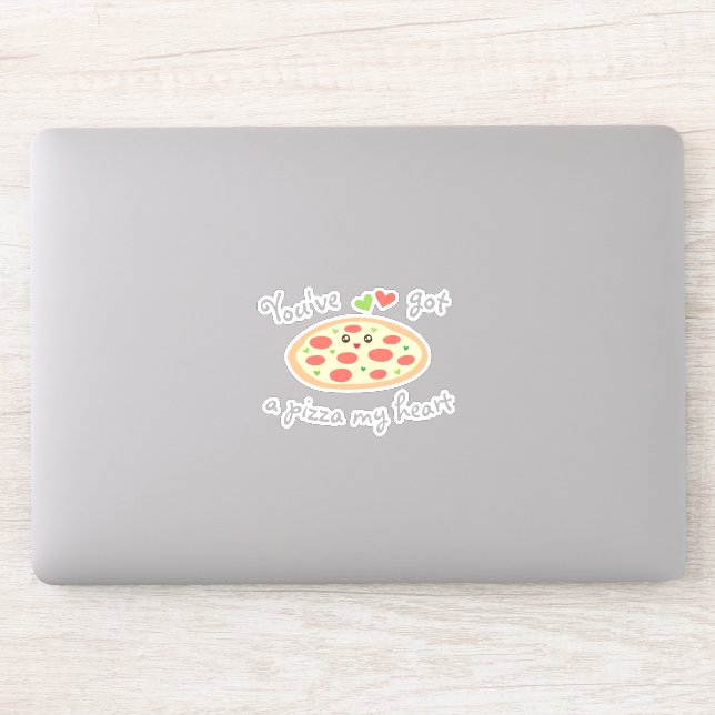 Sticker Vous avez une pizza My Heart Cute Kawaii Food Pun (Ordinateur)