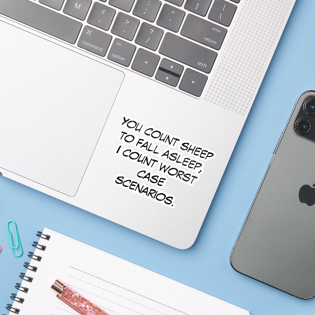 Sticker Vous comptez les moutons (Ordinateur portable avec iPhone)
