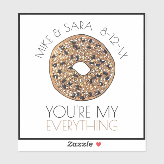 Sticker Vous êtes My Everything Bagel Foodie Wedding Favor (Feuille)