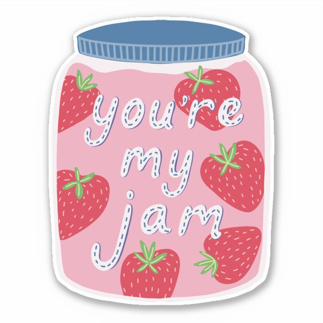 Sticker Vous êtes My Jam Strawberry Jam Heart Valentine (Devant)