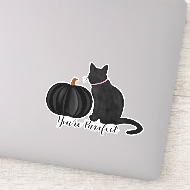Sticker Vous êtes un chat noir et une citrouille noire par (Détail)