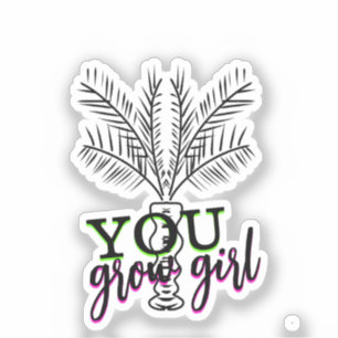 Sticker Vous grandissez fille palmier dessiné à la main gr