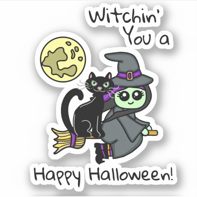 Sticker Vous préparer un Halloween heureux (Devant)