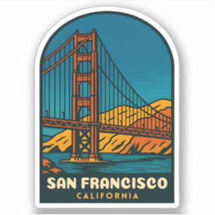 Sticker Voyage à San Francisco Pont du Golden Gate