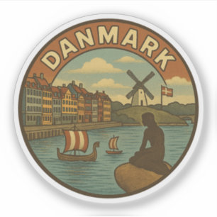 Sticker Voyage au Danemark Vintage