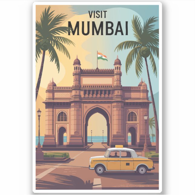Sticker Voyage d'illustrations à Mumbai India Gateway of I (Devant)