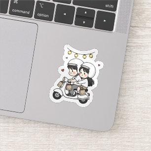 Sticker Voyage en scooter pour un couple mignon Amour de