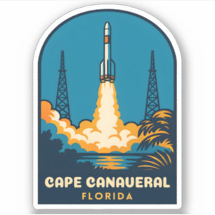 Sticker Voyage rétro vintage cap Canaveral Floride fusée