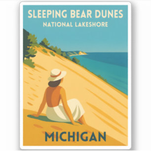 Sticker Voyage Rétro Vintage Michigan Sleeping Bear Dunes