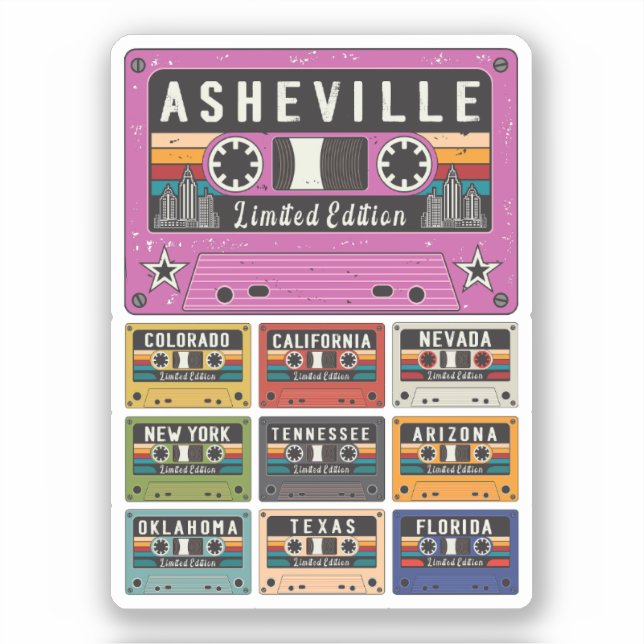 Sticker Voyage vintage à Asheville (Recto)