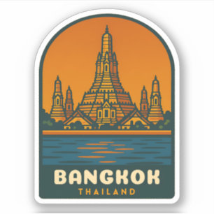 Sticker Voyage Vintage Bangkok Thaïlande Graphique Rétro