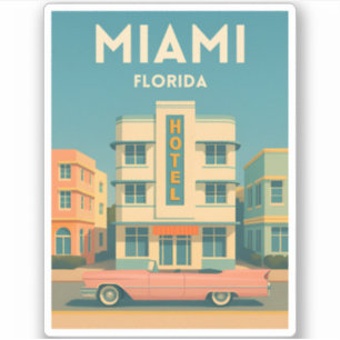 Sticker Voyage Vintage Miami Art Deco District Floride