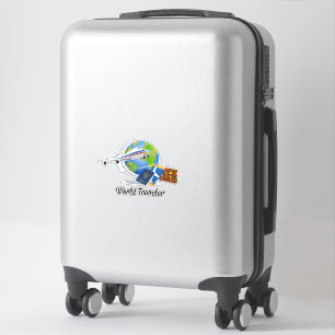 Sticker Voyageur du monde, avion, valise, passeport...