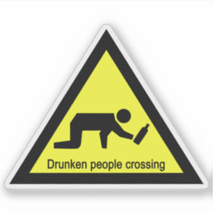 Sticker Voyageurs en état d'ébriété traversant ⚠ panneau t