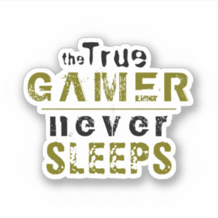 Sticker Vrai Gamer ne dort jamais Typographie Gamer