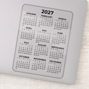 Sticker Vue annuelle 2027 Calendrier minimaliste pour ordi