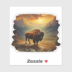 Sticker Vue du coucher de soleil sur les bisons