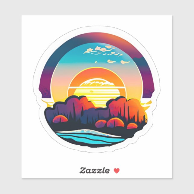 Sticker Vue Pittoresque du coucher de soleil (Feuille)