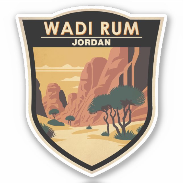 Sticker Wadi Rum Jordan Travel Art Vintage (Devant)