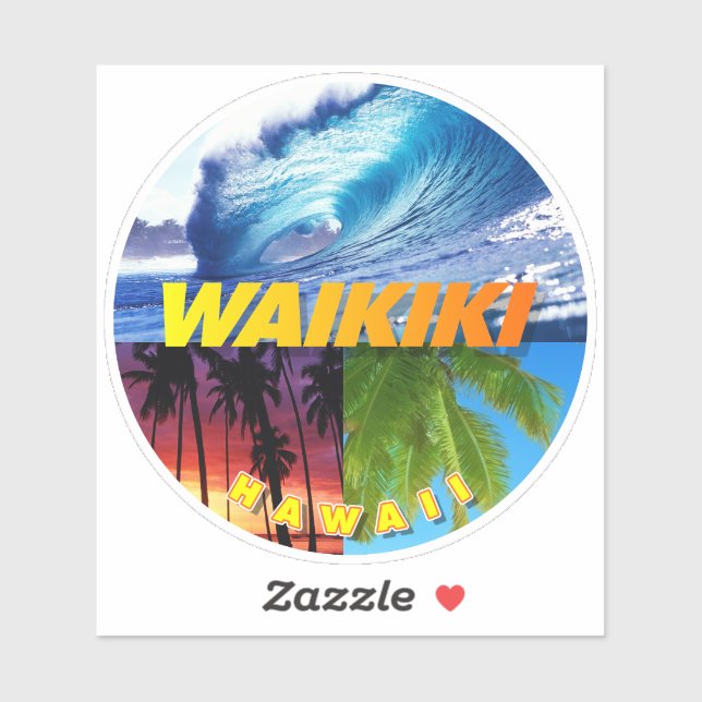 Sticker Waikiki, Hawaii (Feuille)