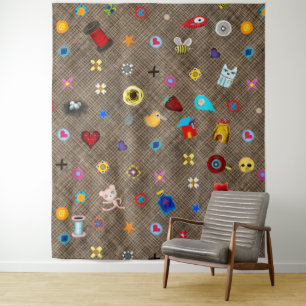 Sticker wall effect simulating stickers wall tapestry