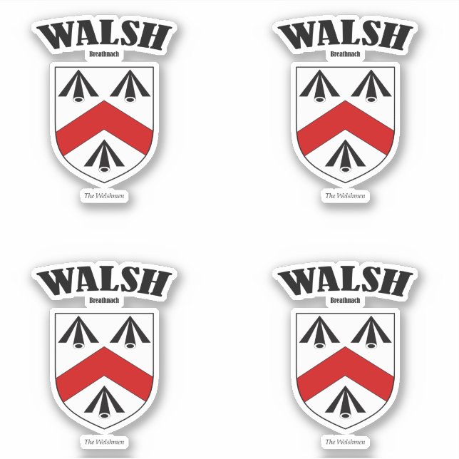 Sticker Walsh Crest Traduction et signification irlandaise (Devant)