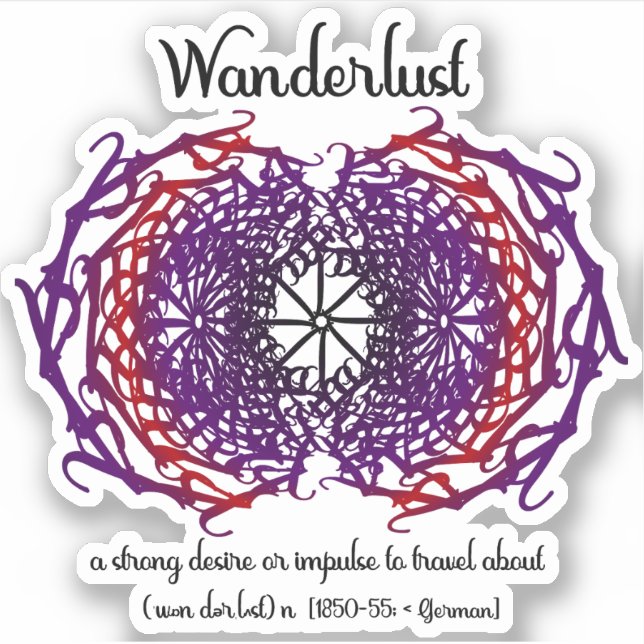 Sticker Wanderlust Graphic Texte Art Mandala + Mot Signifi (Devant)
