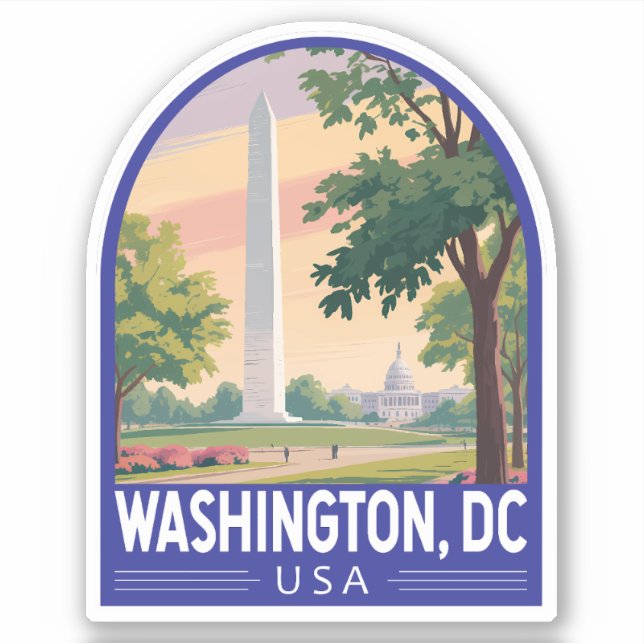 Sticker Washington DC Travel Art Emblem (Devant)