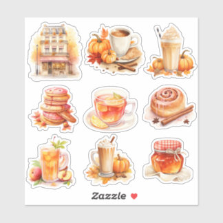 Sticker Watercolor Fall café magasin scrapbook papery
