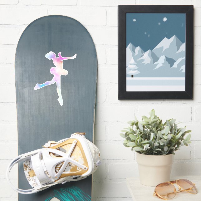 Sticker Watercolor Ice Skating Girl (Snowboard)